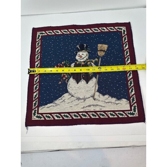 Vintage Snowman Tapestry Fabric Panel 18 in Holiday Christmas Decor Winter Blue - Picture 9 of 15